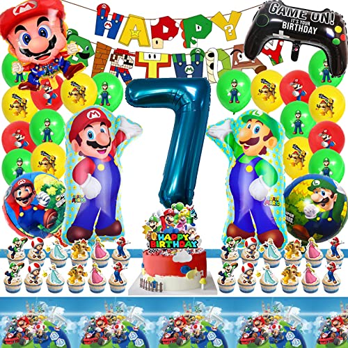 52 Pcs Mari Geburtstag Deko, 7 Jahre alt Mari Luftballon,Mari Deko,Mari Geburtstagsdeko,Mari Party,Mari Luftballon Geburtstag, für Kindergeburtstag von Gugatad