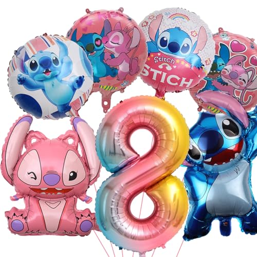 7 Stück Geburtstagdeko,8 Jahre alt Kinder Geburtstag Deko,Jungen Mädchen Birthday Decorations,Banner,Latexballon,Cupcake Toppers,Folienballon von Gugatad