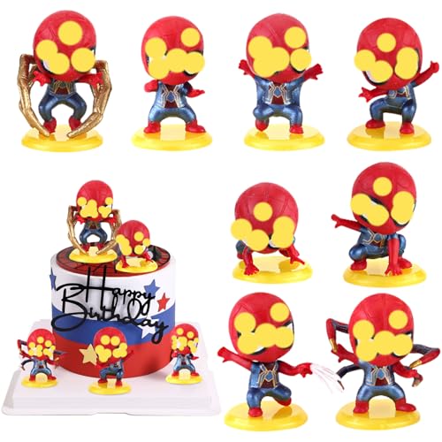 8 er Spinne Cake Topper,Cake Topper,Actionfigur Figur Puppenset Helden Spielzeug,Mini Cake Tortenfiguren,Sammlermodell Anime Serie Geschenke für ab 3 Jahren Ornament von Gugatad