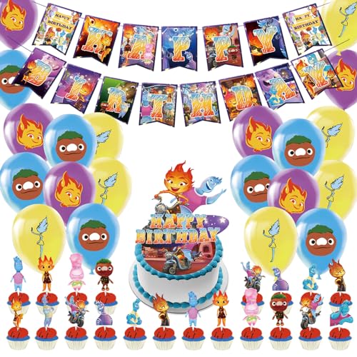 Geburtstag Deko,44 Pcs Geburtstag,Ballon Dekoration Enthalten Banner,Latexballon,Tortendekoration,Theme Party Deko für Kinder Geeignet von Gugatad