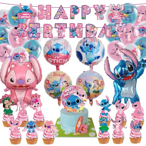 Geburtstags Deko,50 Stück Geburtstagsdeko,Folienballon Party Dekoration Set mit Banner,Luftballons,Cake Topper,Spirale Girlanden von Gugatad