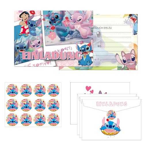 Gugatad 12 Einladungskarten Kindergeburtstag Deutsch, mit 12 Envelopes, 12 Round Stickers,Kindergeburtstags Party Einladungen,Deutsch Kindergeburtstags Party Einladungen（E von Gugatad