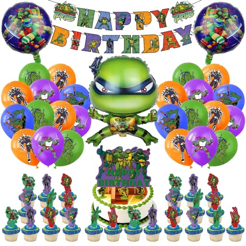Geburtstag Deko,53 Stück Kinder Geburtstagdeko,Latexballon,Wimpel,Cupcake Toppers,Latexballons von Gugatad