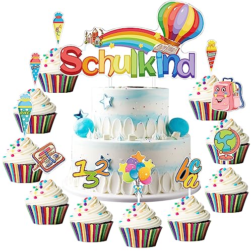 Tortendeko Einschulung Deko, 20 PCS Cake Topper Schulkind, Schulanfang Deko Cake Topper, Bunt Tortendeko Schulanfang, Deko Schulanfang Mädchen und Junge, Schulanfang Party Deko Tortendeko Einschulung Deko, 20 PCS Cake Topper Schulkind, Schulanfang Deko Cake Topper, Bunt Tortendeko Schulanfang, Deko Schulanfang Mädchen und Junge, Schulanfang Party Deko von Gugatad