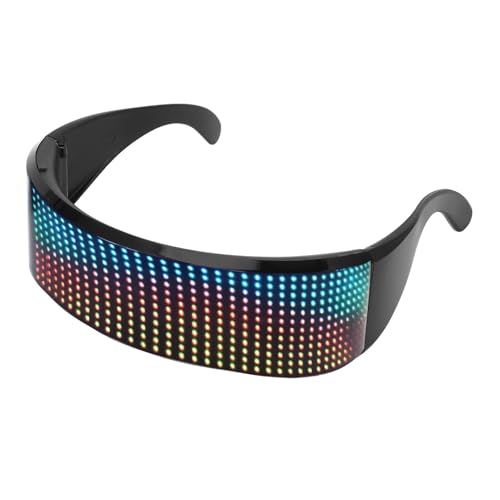Gugxiom Lustig LED Brille, LED Party Brille, APP Steuerung, DIY Bild, USB Aufladbare Leuchtdekoration, Einzigartige Leuchtende Gläser für Bartanzen, Halloween Party, Nachtclub von Gugxiom