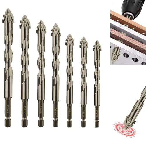 7-teiliges Sägezahnbohrer, Premium Bohrerset mit 4 Schneiden,Sägezahnbohrer Gerwand Bohrer Vierschneidige Powerbit Bohrer, Hochharte Gerwant Bohrer Set 3/4/5/6/8/10/12mm Power Bit Bohrer 7-teiliges Sägezahnbohrer, Premium Bohrerset mit 4 Schneiden,Sägezahnbohrer Gerwand Bohrer Vierschneidige Powerbit Bohrer, Hochharte Gerwant Bohrer Set 3/4/5/6/8/10/12mm Power Bit Bohrer von Guhupoy