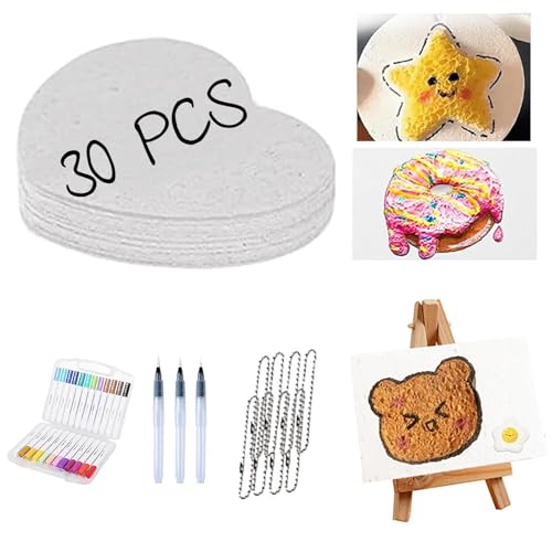Guhupoy 30 PCS Magic Puffy Paint, Magisches 3D Textur-Malset für Kinder - Schaumstoff Malerei mit Puffy Pens, Einfach mit Wasser aktivieren，Magic Texture Painting DIY Kreativset (Inklusive Stift) von Guhupoy