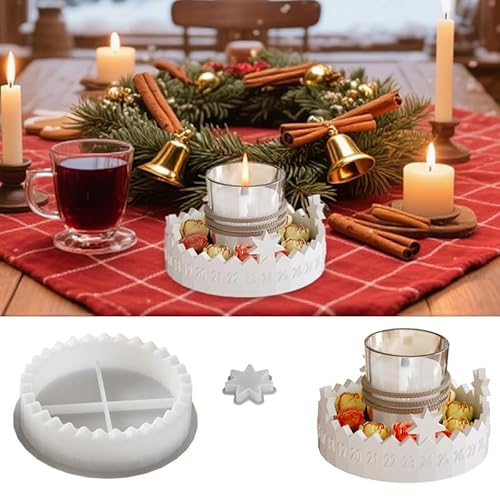 Gießformen Silikon Adventskranz,Gießform Adventskalender, Gießformen Silikon Weihnachten,Weihnachts Silikonformen Gießf ormen Stern Silikonform für Kerzen Aus Gips und Epoxidharz von Guidre
