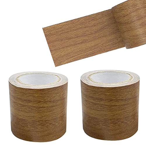 Guidre 2 Rolle Holzoptik Klebeband, Realistische Holzmaserung Reparatur, Selbstklebend Holzmaserung Panzertape für Weichsockelleiste, Türen Bordüre, Wände Tapeten, Möbel, 8cm x 4.57m (Braun) von Guidre