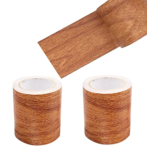 Guidre 2 Rolle Holzoptik Klebeband, Realistische Holzmaserung Reparatur,Selbstklebend Holzmaserung Panzertape für Weichsockelleiste,Türen Bordüre,Wände Tapeten,Möbel,8cm x 4.57m (Rot) von Guidre
