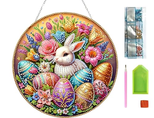 Guidre DIY Diamant Desktop Ornament,Diamond Painting Ostern Desktop-Ornament, Speziell geformter Kristall Osterhase,Oster Hase Geschenk,Diamant Kunstmalerei Tischdekoration Diamant (B) von Guidre