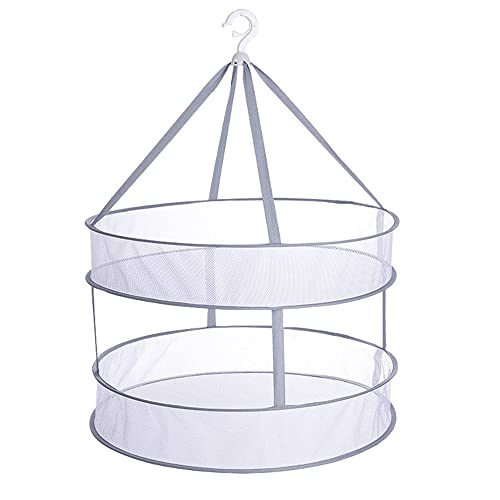 Guidre Kanyka 2 Schicht Hängend Trockner, Hängend Trocknen Net, Plant Hanging Mesh Trockennetz, Kräuter Trocknen Gestell, Faltbare Mesh Hanging Drying Net, Faltbar, Rund, Kräuter-Trockenständer. von Kanyka