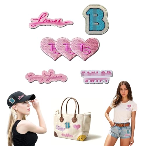 Patches zum Aufbügeln,7 Stk Nähaufnäher und Abzeichen,Pop-Sänger-flicken zum aufbügeln,Herz Flicken zum Aufbügeln,DIY Bestickte Patches für Anpassung von Kleidung,Schuhen und Rucksäcken (A) von Guidre