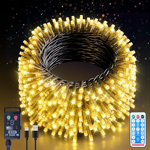 Guijiyi Lichterkette Innen Außen 20m 200LED, Lichterketten Weihnachtsbaum, 8 Modi IP44 Wasserdicht Lichterkette Batterie Aufladbar mit Fernbedienung Timer für Innen Weihnachten Garten Party Hochzeit Guijiyi Lichterkette Innen Außen 20m 200LED, Lichterketten Weihnachtsbaum, 8 Modi IP44 Wasserdicht Lichterkette Batterie Aufladbar mit Fernbedienung Timer für Innen Weihnachten Garten Party Hochzeit von Guijiyi