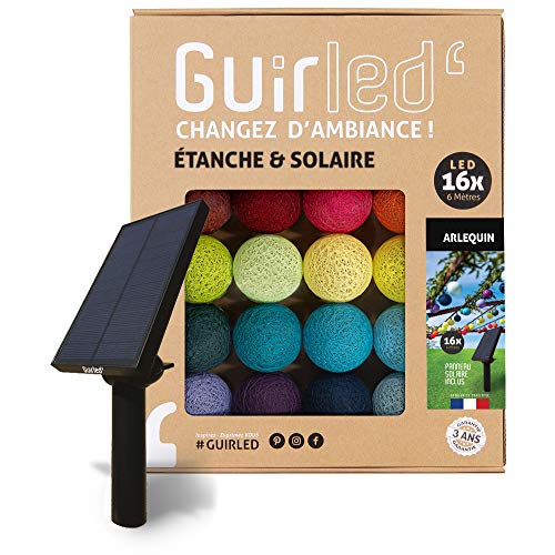 GuirLED - Außengirlande mit Lichtkugeln LED-Guinguette - Wasserdicht IP55 - Hocheffizientes Solarpanel - Automatisches EIN/AUS - 16 Kugeln 3 m- Arlequin von GuirLED