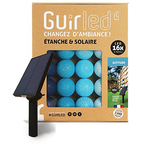 GuirLED - Außengirlande mit Lichtkugeln LED-Guinguette - Wasserdicht IP55 - Hocheffizientes Solarpanel - Automatisches EIN/AUS - 16 Kugeln 3 m-Höhe von GuirLED