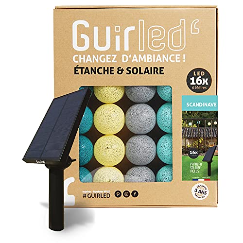 GuirLED - Außengirlande mit Lichtkugeln LED-Guinguette - Wasserdicht IP55 - Hocheffizientes Solarpanel - Automatisches EIN/AUS - 16 Kugeln 3 m- Skandinavisch von GuirLED