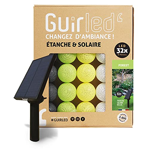 GuirLED - Außengirlande mit Lichtkugeln LED-Guinguette - Wasserdicht IP55 - Hocheffizientes Solarpanel - Automatisches EIN/AUS - 32 Kugeln 6 m- Forest von GuirLED