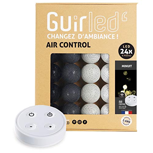 GuirLED - LED Baumwollkugeln Lichterkette USB - Drahtlose Fernbedienung - Baby Nachtlicht 2h - Dual USB 2A Netzteil enthalten - 4 Intensitäten – 24 Kugeln 2.4m - Mitternacht von GuirLED