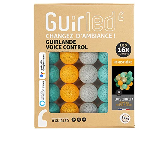 GuirLED - LED Baumwollkugeln Lichterkette WIFI USB - Sprachsteuerung - Connected Home - Amazon Alexa & Google Assistant - 2xUSB-Netzadapter enthalten - 16 Kugeln 1,6m - Halbkugel von GuirLED