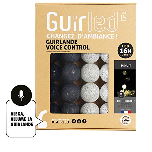GuirLED - LED Baumwollkugeln Lichterkette WIFI USB - Sprachsteuerung - Connected Home - Amazon Alexa & Google Assistant - 2xUSB-Netzadapter enthalten - 16 Kugeln 1,6m - Zeitschaltuhr von GuirLED