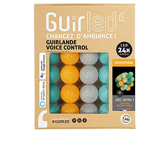 GuirLED - LED Baumwollkugeln Lichterkette WIFI USB - Sprachsteuerung - Connected Home - Amazon Alexa & Google Assistant - 2xUSB-Netzadapter enthalten - 24 Kugeln 2,4m - Halbkugel von GuirLED
