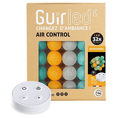 GuirLED - LED Baumwollkugeln Lichterkette USB - Drahtlose Fernbedienung - Baby Nachtlicht 2h - Dual USB 2A Netzteil enthalten - 4 Intensitäten – 32 Kugeln 3.2m -Halbkugel von GuirLED