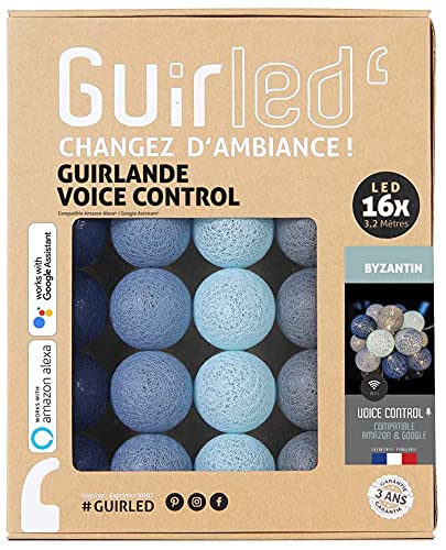 GuirLED - LED Baumwollkugeln Lichterkette WIFI USB - Sprachsteuerung - Connected Home - Amazon Alexa & Google Assistant - 2xUSB-Netzadapter enthalten - 16 Kugeln 1,6m - Byzantin von GuirLED