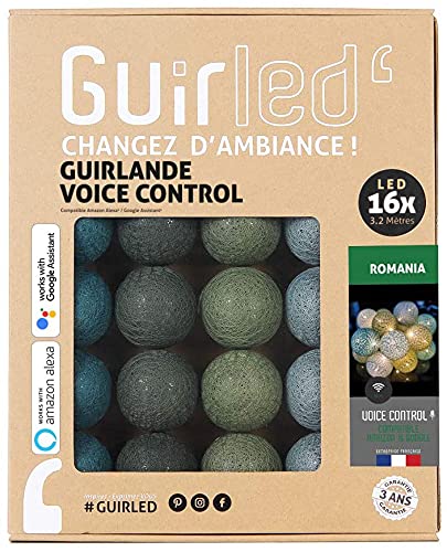 GuirLED - LED Baumwollkugeln Lichterkette WIFI USB - Sprachsteuerung - Connected Home - Amazon Alexa & Google Assistant - 2xUSB-Netzadapter enthalten - 16 Kugeln 1,6m - Romania von GuirLED