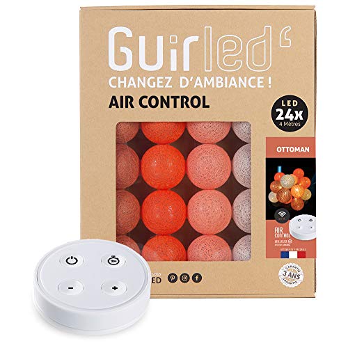 GuirLED - LED Baumwollkugeln Lichterkette USB - Drahtlose Fernbedienung - Baby Nachtlicht 2h - Dual USB 2A Netzteil enthalten - 4 Intensitäten – 24 Kugeln 2.4m - Ottoman von GuirLED