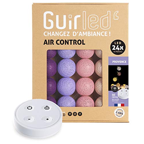 GuirLED - LED Baumwollkugeln Lichterkette USB - Drahtlose Fernbedienung - Baby Nachtlicht 2h - Dual USB 2A Netzteil enthalten - 4 Intensitäten – 24 Kugeln 2.4m - Provence von GuirLED