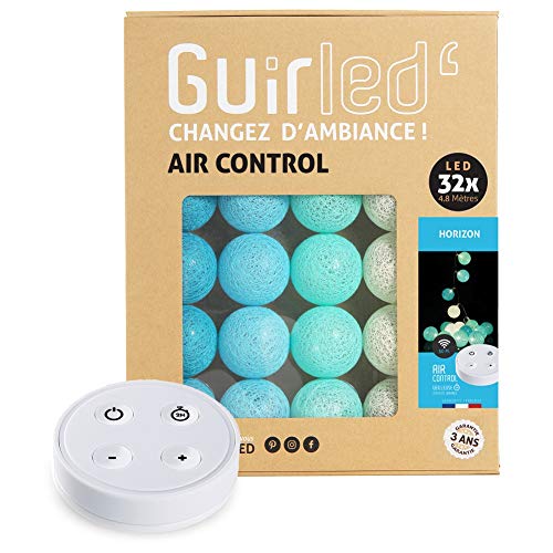 GuirLED - LED Baumwollkugeln Lichterkette USB - Drahtlose Fernbedienung - Baby Nachtlicht 2h - Dual USB 2A Netzteil enthalten - 4 Intensitäten – 32 Kugeln 3.2m - Horizont von GuirLED