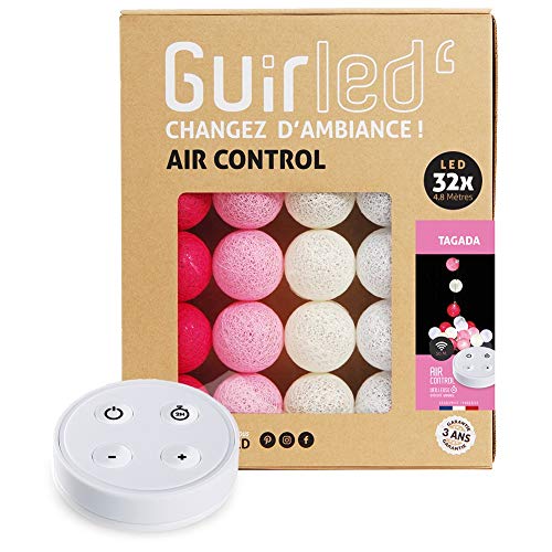 GuirLED - LED Baumwollkugeln Lichterkette USB - Drahtlose Fernbedienung - Baby Nachtlicht 2h - Dual USB 2A Netzteil enthalten - 4 Intensitäten – 32 Kugeln 3.2m - Tagada von GuirLED