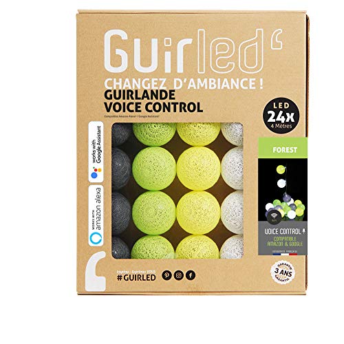 GuirLED - LED Baumwollkugeln Lichterkette WIFI USB - Sprachsteuerung - Connected Home - Amazon Alexa & Google Assistant - 2xUSB-Netzadapter enthalten - 24 Kugeln 2,4m - Forest von GuirLED