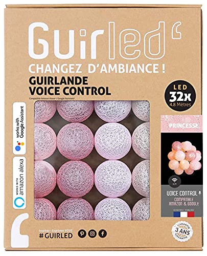 GuirLED - LED Baumwollkugeln Lichterkette WIFI USB - Sprachsteuerung - Connected Home - Amazon Alexa & Google Assistant - 2xUSB-Netzadapter enthalten - 32 Kugeln 3,2m - Prinzessin von GuirLED