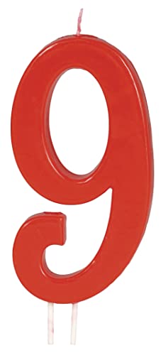 Guirca rote Kerze Nummer 9 - Deko Geburtstag Kuchen Torte Kerzen acht ca. 11,5 cm von FIESTAS GUIRCA