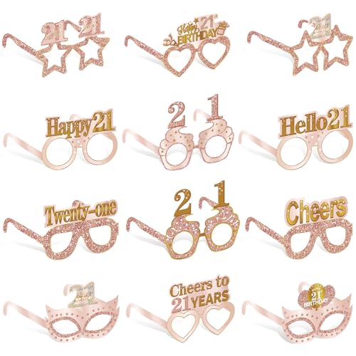 Guiruiy 24 Stück Papierbrillen zum 21. Geburtstag, Dekorationen für sie, rosa und rotgold, Happy 21st Birthday, Brillen, Geschenke für Mädchen und Frauen, lustige Partyzubehör Guiruiy 24 Stück Papierbrillen zum 21. Geburtstag, Dekorationen für sie, rosa und rotgold, Happy 21st Birthday, Brillen, Geschenke für Mädchen und Frauen, lustige Partyzubehör von Guiruiy