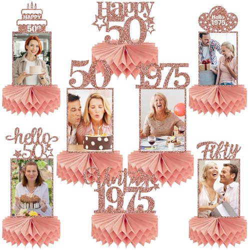 Guiruiy 8 Stück Happy 50th Birthday Dekorationen Waben-Mittelstücke für Frauen Pink Rose Gold Glitzer Hello 50 Birthday Foto Tisch Mittelstücke Partyzubehör Pink Fifty Bday Foto Tischaufsatz Guiruiy 8 Stück Happy 50th Birthday Dekorationen Waben-Mittelstücke für Frauen Pink Rose Gold Glitzer Hello 50 Birthday Foto Tisch Mittelstücke Partyzubehör Pink Fifty Bday Foto Tischaufsatz von Guiruiy