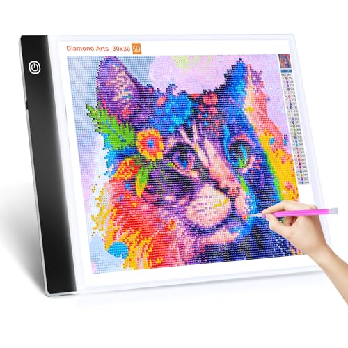 Guiseapue Leuchttisch A4 für Diamond Painting Zubehör für Kinder, Einstellbare Helligkeit Diamant Painting Lichtplatten, Zeichenbrett für Designen, Zeichnen Skizzieren, Ostergeschenke DIY Handwer von Guiseapue