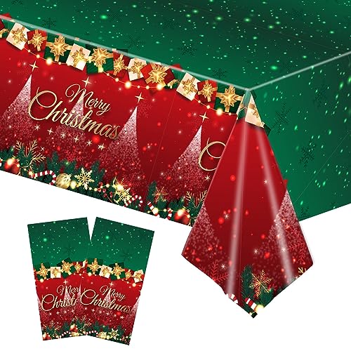 2 Stück Weihnachtstischdecke, 137x274cm PVC Plastik Abwaschbar Tischdecke Weihnachten Tischläufer Einweg Party Tischdecken Wachstuch Tischtuch für Esstisch Weihnachts Tischdeko 2 Stück Weihnachtstischdecke, 137x274cm PVC Plastik Abwaschbar Tischdecke Weihnachten Tischläufer Einweg Party Tischdecken Wachstuch Tischtuch für Esstisch Weihnachts Tischdeko von Gukasxi