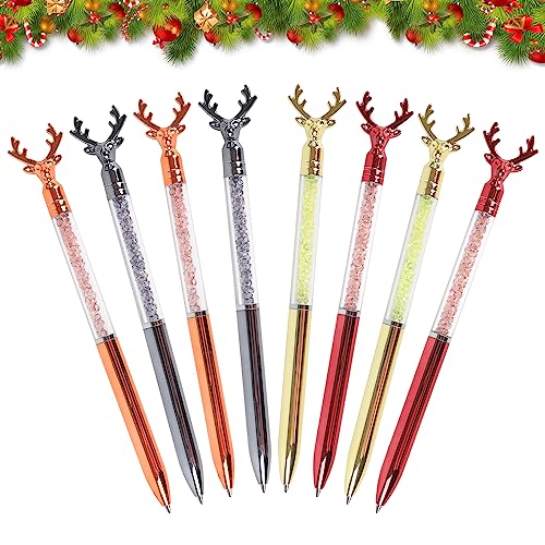 8 Stück Weihnachten Kugelschreiber, Hirsch Kopf Geformt Kugelschreiber, Metall Kristall Diamant Glitter Einziehbare Kugelschreiber Für Schule Hochzeit Büro Schreibtisch Liefert, Blaue Tinte, 0,7mm 8 Stück Weihnachten Kugelschreiber, Hirsch Kopf Geformt Kugelschreiber, Metall Kristall Diamant Glitter Einziehbare Kugelschreiber Für Schule Hochzeit Büro Schreibtisch Liefert, Blaue Tinte, 0,7mm von Gukasxi