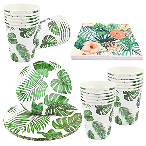 96Pcs Hawaiian Party Tableware Set for 24 Guests,Palm Leaf Party Supplies Packs Luau Party Palm Leaves Paper Plates Cups Napkins Dinnerware Set for Tropical Jungle Beach Summer Birthday Party Decor 96Pcs Hawaiian Party Tableware Set for 24 Guests,Palm Leaf Party Supplies Packs Luau Party Palm Leaves Paper Plates Cups Napkins Dinnerware Set for Tropical Jungle Beach Summer Birthday Party Decor von Gukasxi
