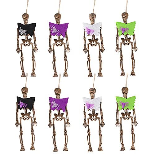 Gukasxi 8 Stück Halloween Skelette, 4 Farben Halloween Dekorationen Schädel Ganzkörper Realistisches Faux Menschliches Skelett, Schädel Skelett Anhänger Halloween Dekoration Halloween Schädel Dekor von Gukasxi