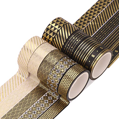 Gukasxi 10 Roll Washi Tape Set, 5M Deko-Gold Folie Washi Tape Masking Tape Dekorative Klebeband für Scrapbooking DIY Handwerk von Gukasxi