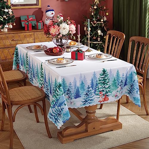 Weihnachten Tischdecke 150x220cm Rechteckige Waschbare Weiß Esstischdecke Winter Tischdekoration Küchendekoration von Gukasxi