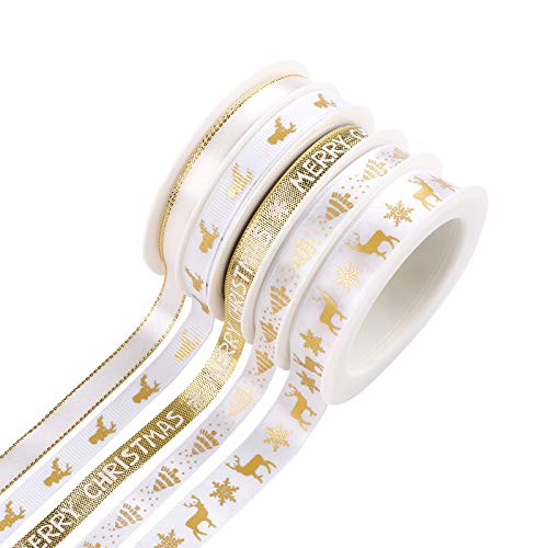 Weihnachts-Ripsbänder, Bündel, 5 Rolle, 5 m, Weihnachtsband zum Nähen, Weihnachtsmotiv, breit, doppelseitiges Polyester-Satinband, Winterurlaub, Stoffband für Geschenkverpackungen,Schleifenherstellung Weihnachts-Ripsbänder, Bündel, 5 Rolle, 5 m, Weihnachtsband zum Nähen, Weihnachtsmotiv, breit, doppelseitiges Polyester-Satinband, Winterurlaub, Stoffband für Geschenkverpackungen,Schleifenherstellung von Gukasxi