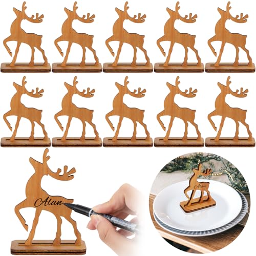 Gulfmew 12 Stück Weihnachten Rentier Platzkarten 3D Deko Aufsteller zum Hinstellen Rustikale Holz Tischkarten Tisch Namensschilder mit Marker Weihnachten Tischdeko für Gäste Namen Abendessen Party Gulfmew 12 Stück Weihnachten Rentier Platzkarten 3D Deko Aufsteller zum Hinstellen Rustikale Holz Tischkarten Tisch Namensschilder mit Marker Weihnachten Tischdeko für Gäste Namen Abendessen Party von Gulfmew