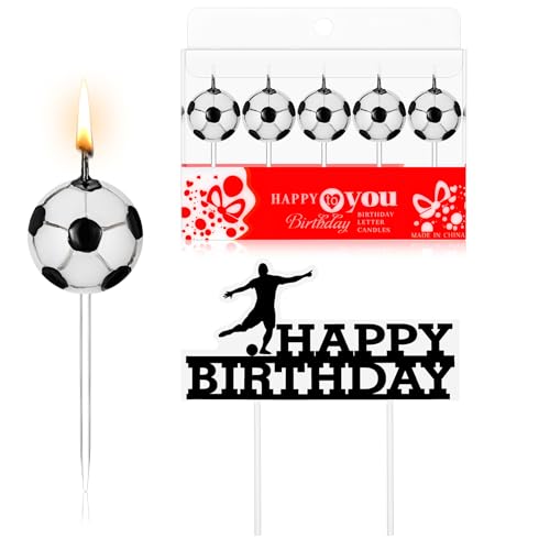 Gulfmew 5 Stück Fußball Kuchenkerzen mit 1 Stück Fußball Happy Birthday Kuchenaufsätze Fußball Motiv Geburtstag Kuchendekorationen Geburtstagskerzen für Torte, Weiß und Schwarz Gulfmew 5 Stück Fußball Kuchenkerzen mit 1 Stück Fußball Happy Birthday Kuchenaufsätze Fußball Motiv Geburtstag Kuchendekorationen Geburtstagskerzen für Torte, Weiß und Schwarz von Gulfmew
