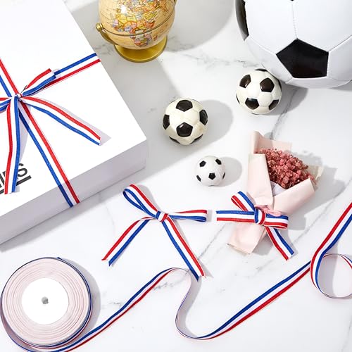 Gulfmew Nationalband 15 mm x 30 Yards Frankreich Band Geschenkband Schleifenband Dekoband Stoffband Satinband für WM Weltmeisterschaft Europameisterschaft Nationalfeiertage(Blau Weiß Rot) von Gulfmew