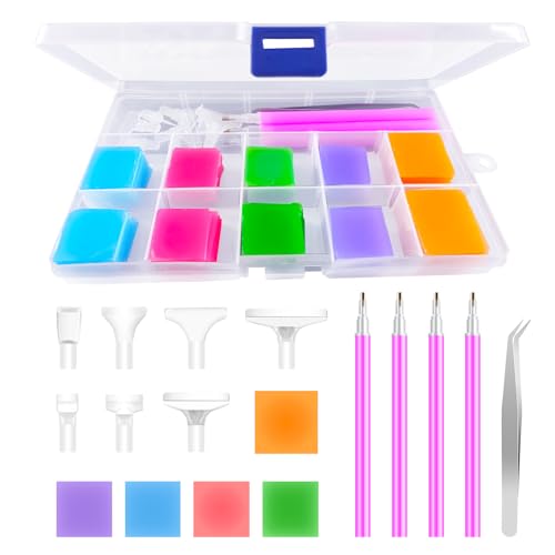 GullSkies Diamond Painting Set - 100 Stück Wachs Kleber, Stift Mit Zubehör Und Pinzette - Für DIY, Basteln, Maniküre, Stickerei von GullSkies